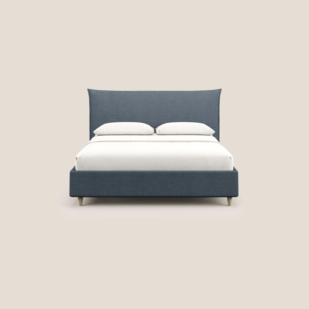 Audrey letto imbottito contenitore e sfoderabile in tessuto fiammato impermeabile T03 blu
