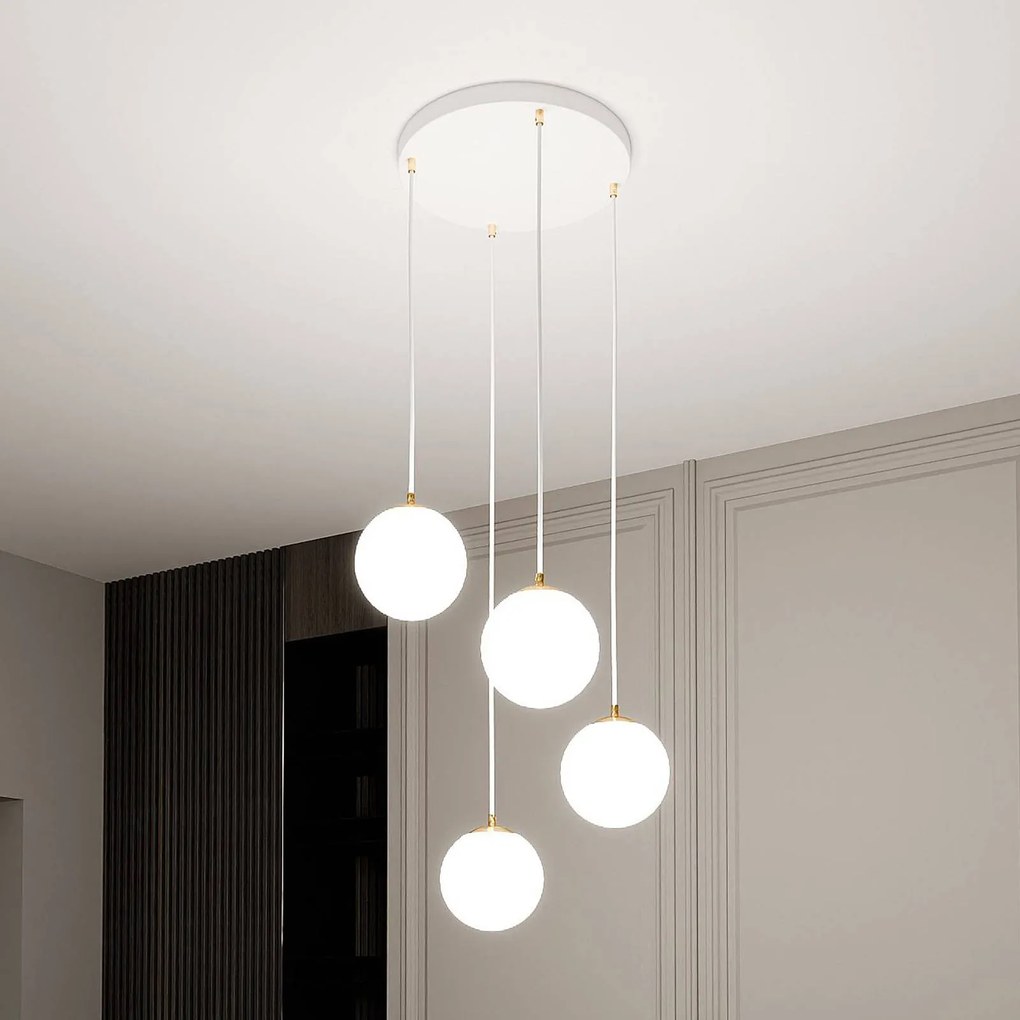 Lampada a sospensione in vetro Royal EMIBIG LIGHTING, dimmerabile, Bianco / Opale, Soggiorno / Sala da pranzo, Moderno, Lampada a sospensione