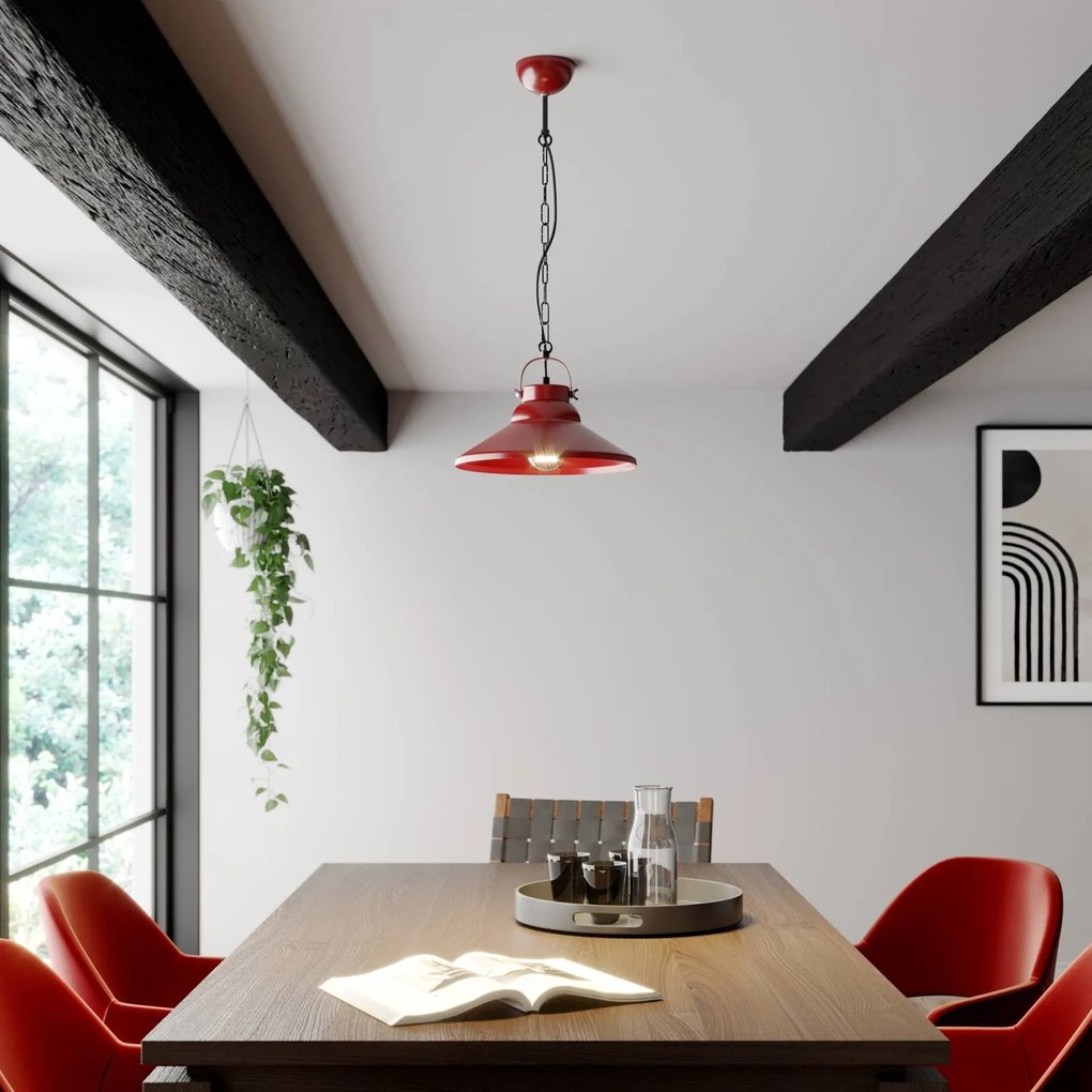 Euluna Lampada sospensione Iron, rosso