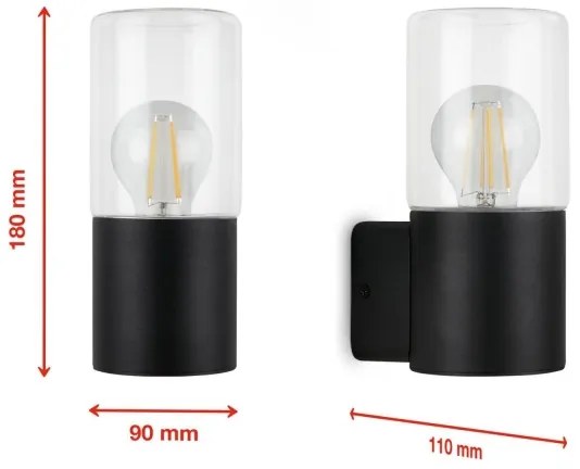 Briloner 320505TF - Applique da esterno 1xE27/12W/230V IP44 nero