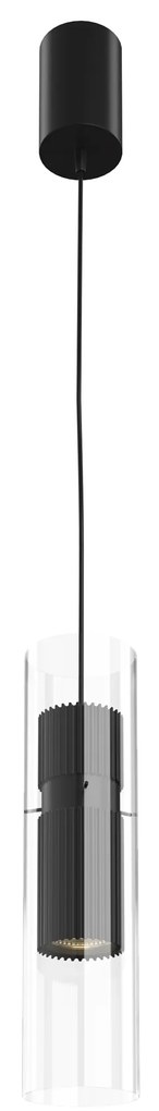 Lampadario A Sospensione Moderno Dynamics Alluminio Nero Vetro 1 Luce Gu10 50W