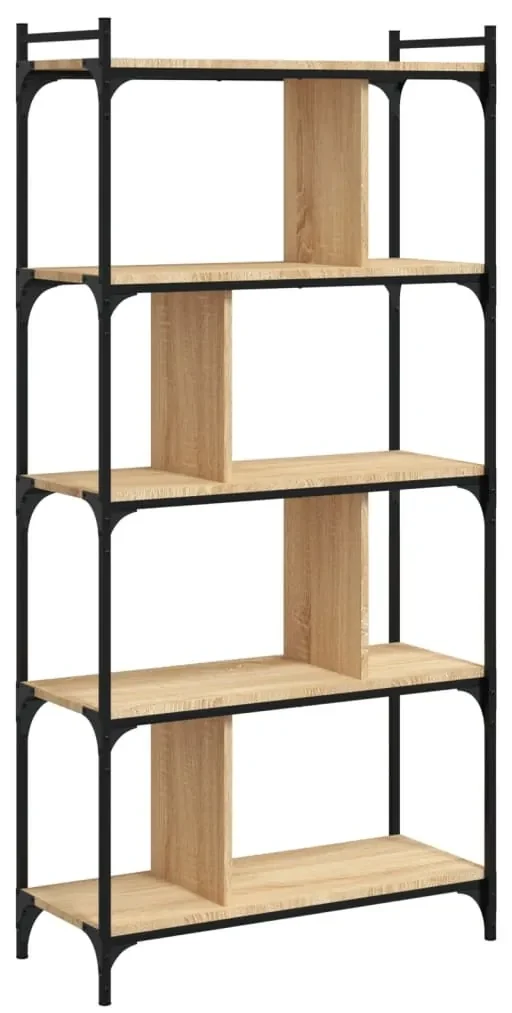 Libreria rovere sonoma 5 ripiani 76x32x158 cm legno multistrato