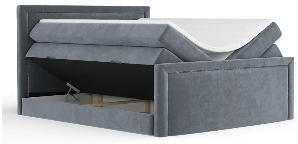 Letto boxspring grigio scuro con contenitore 140x200 cm Lavenda – Maison de Rêve