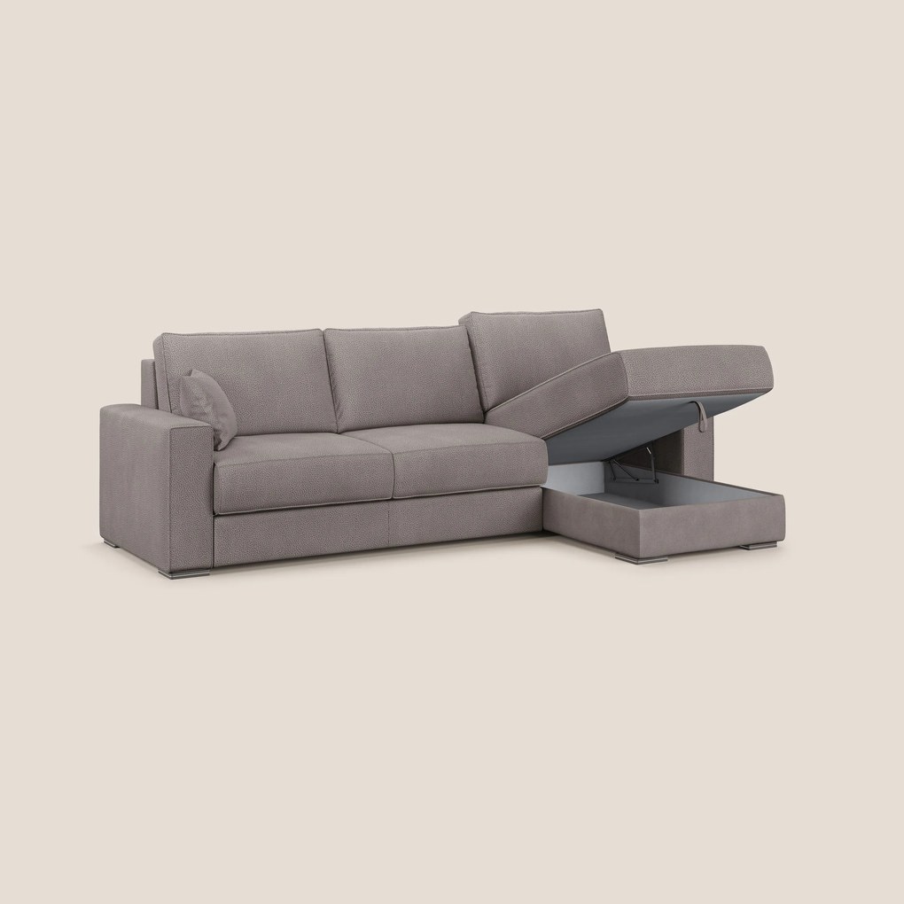 Dream Divano letto angolare in microfibra effetto pelle smacchiabile T15 tortora