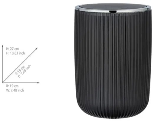 WENKO 24493100 - Cestino portarifiuti AGROPOLI 19x27 cm grigio