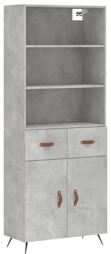 Credenza grigio cemento 69,5x34x180 cm in legno multistrato