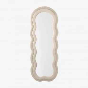 Specchio Da Parete 60x160 Cm Rivestito Evelyn Ciniglia Blanc - Sklum