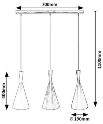 Rabalux 5312 - Lampadario a sospensione con filo TRINCOLA 3xE27/40W/230V