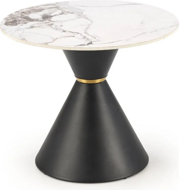 Tavolino da caffè Goretti S effetto marmo bianco/nero - ø60/h51 cm