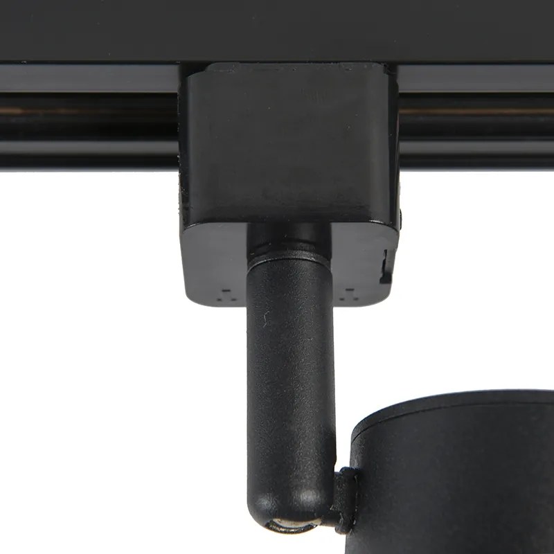 Sistema di illuminazione a binario moderno con 6 faretti neri, monofase, ovale 100 cm - Iconic Jeana