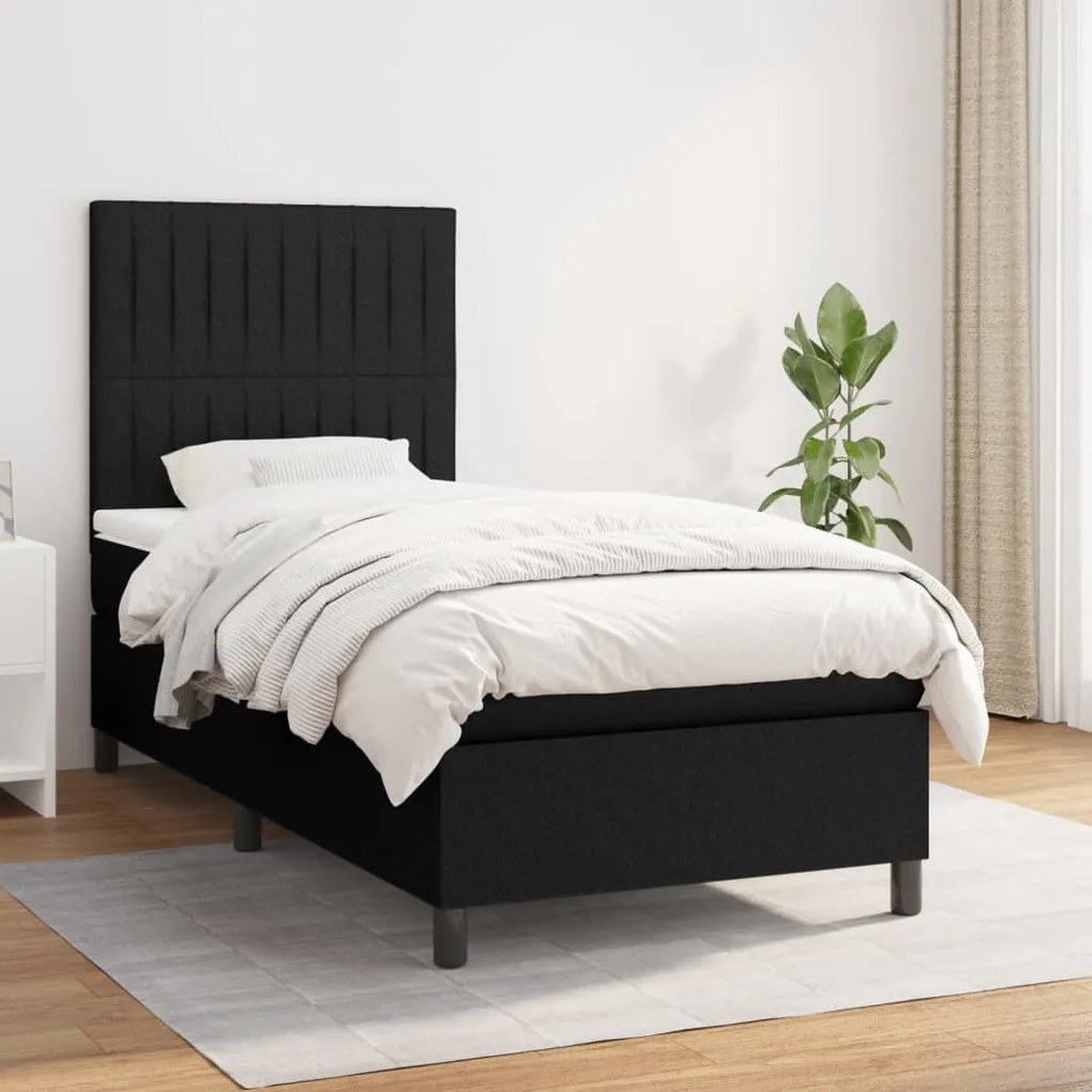 Giroletto A Molle Con Materasso Nero 100x200 Cm İn Tessuto /