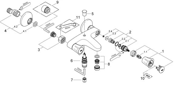 GROHE 25450001 - Miscelatore per vasca COSTA L DN 15, cromo lucido