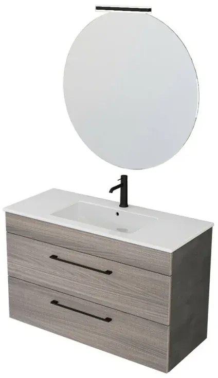 Mobile bagno sospeso 100 cm Smart olmo/lava con specchio