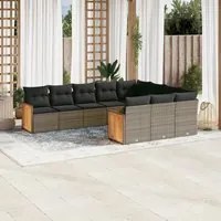 Set Divano da Giardino 10 pz con Cuscini Grigio in Polyrattan 3228020