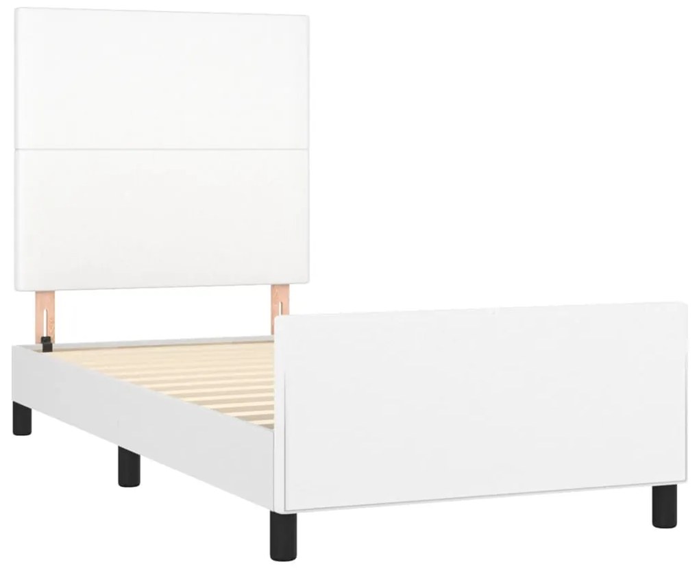 Giroletto con testiera bianco 80x200 cm in similpelle