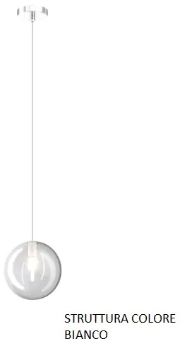 Sospensione bianco 1 luce vetro trasparente 1184bi-s1-tr