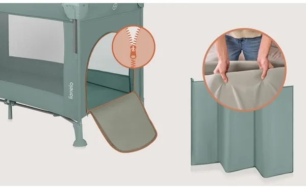 Lionelo - Lettino da viaggio 3 in 1 ELLEN Verde Salvia