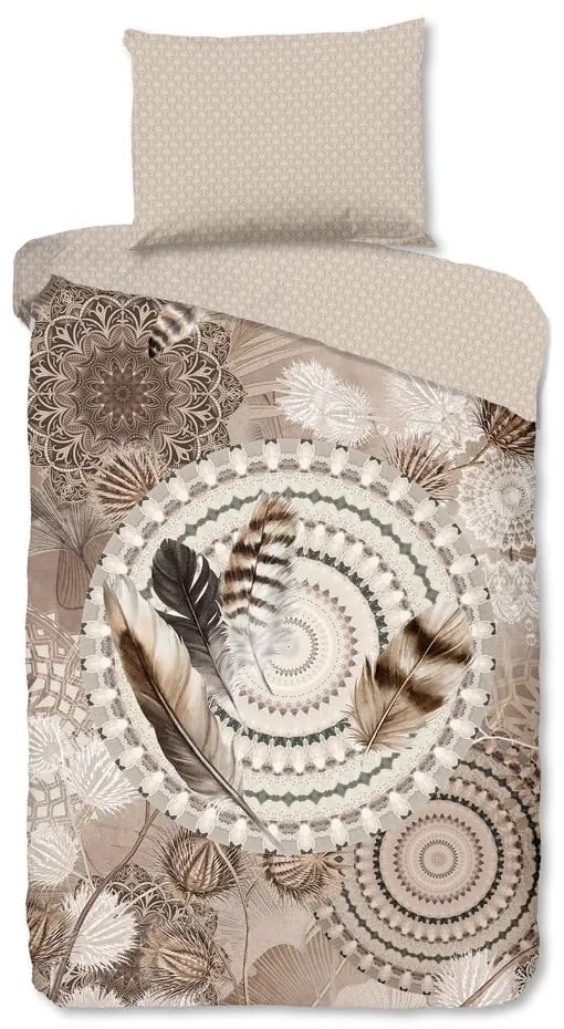 Biancheria da letto marrone in flanella per letto singolo 140x200 cm Ringhda – HIP