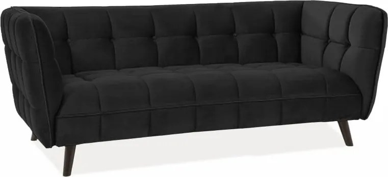 Divano Castello 3 in velluto nero - Blu19/wenge