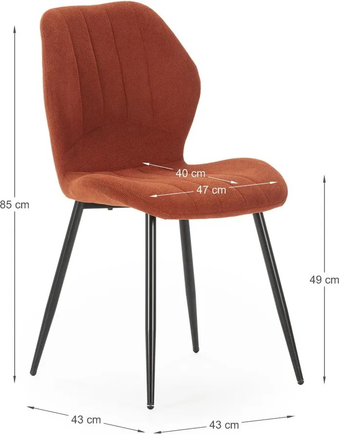 Set di sedie da pranzo color mattone 4 pz pezzi Milu - Marckeric