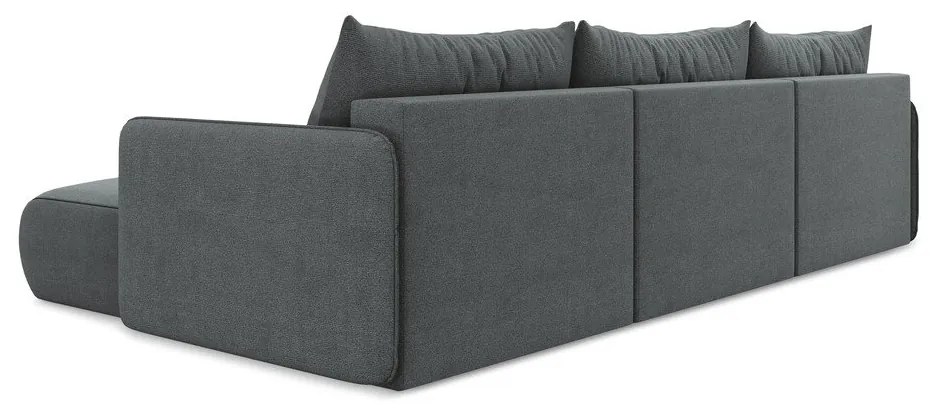 Divano angolare grigio allungabile/con contenitore Nanea – Makamii