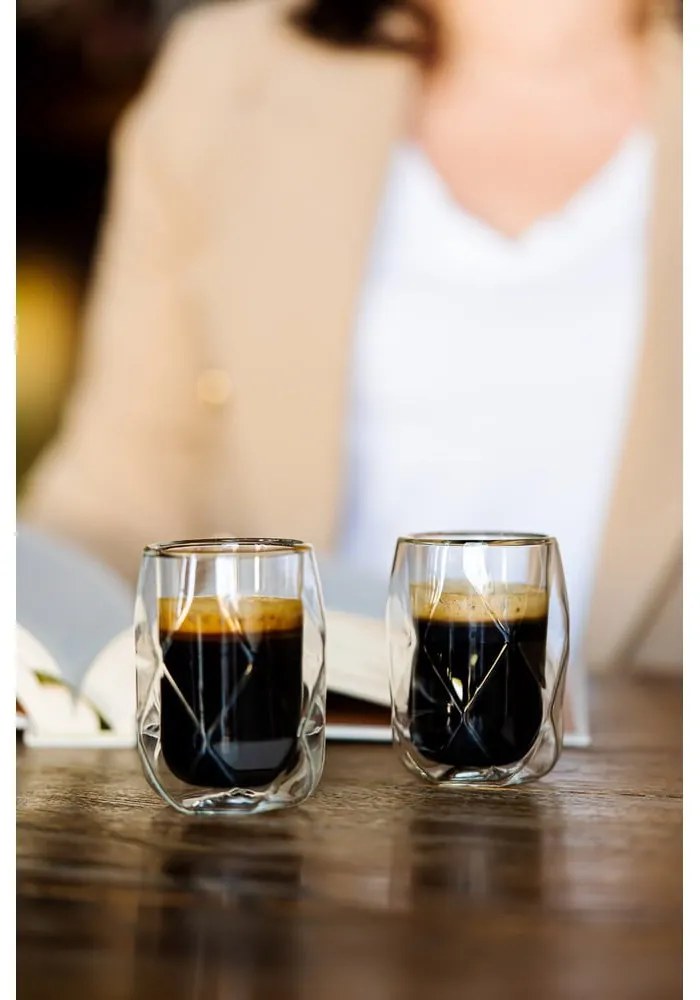Tazze in set per espresso/con parete doppia in vetro 2 pz 100 ml Geo – Vialli Design