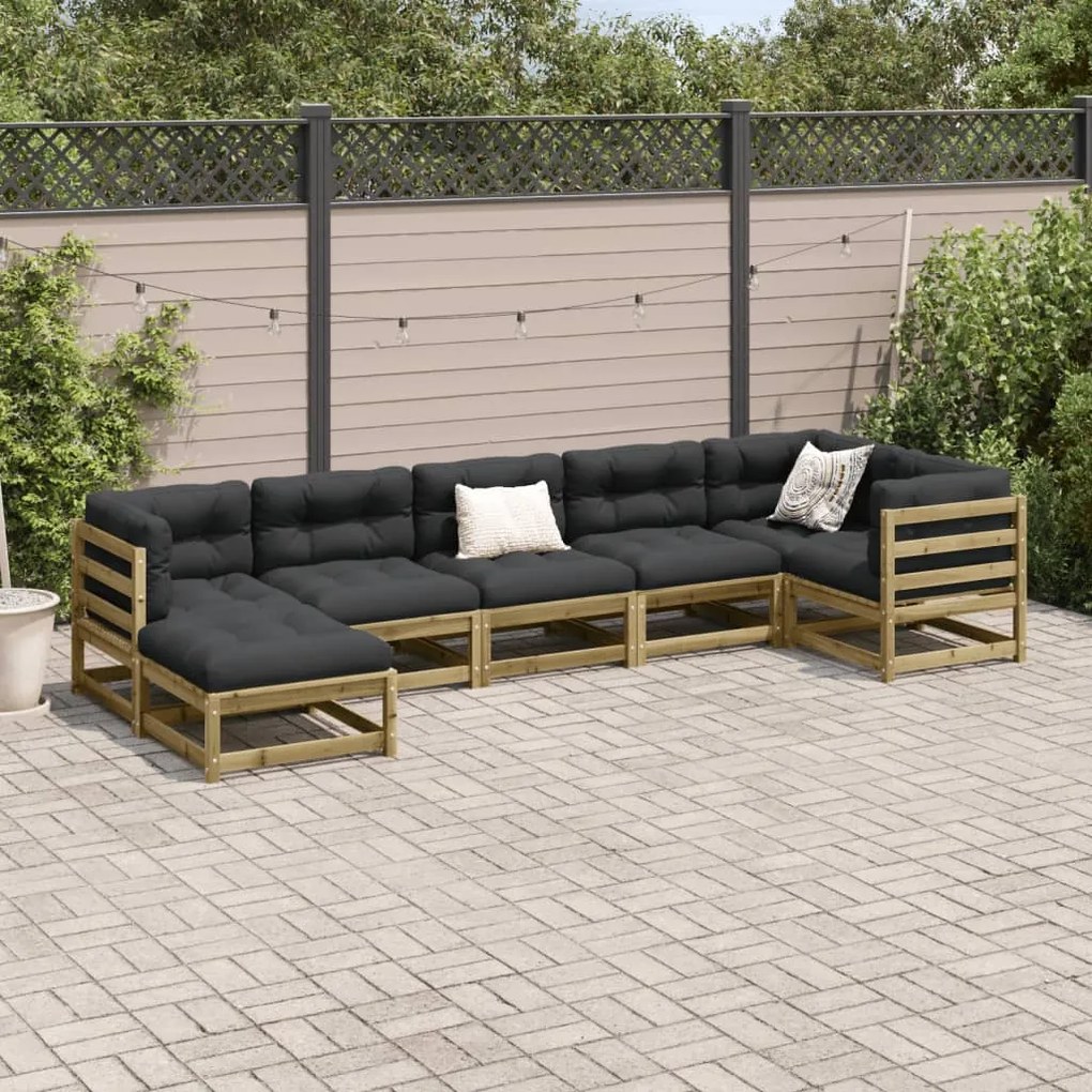 Set divani da giardino 7 pz in legno impregnato di pino