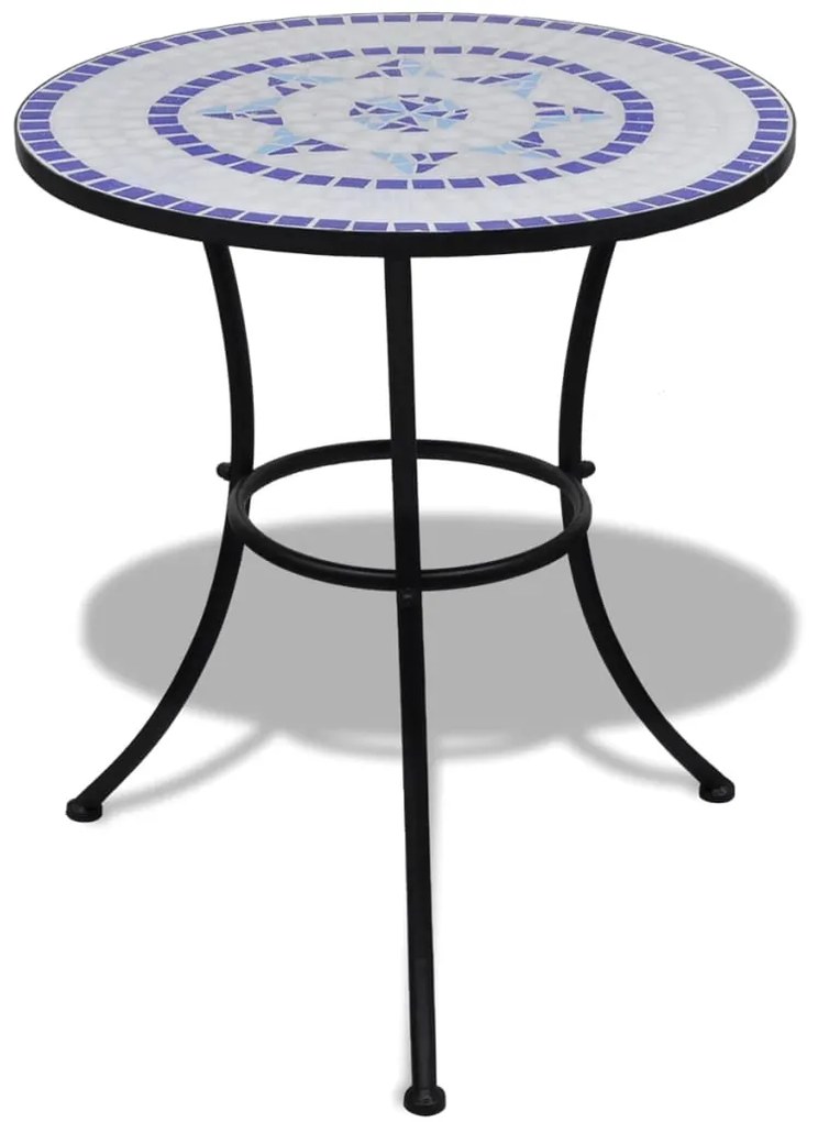 Set da bistrot 3 pz in piastrelle di ceramica blu e bianco