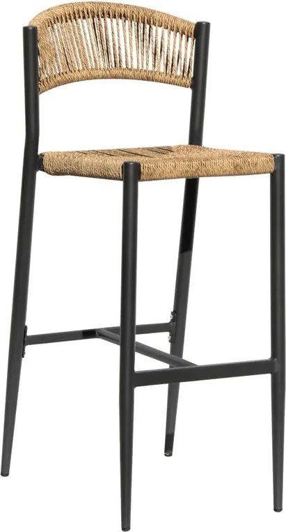 Sgabello da giardino in alluminio antracite, seduta in rattan sintetico marrone