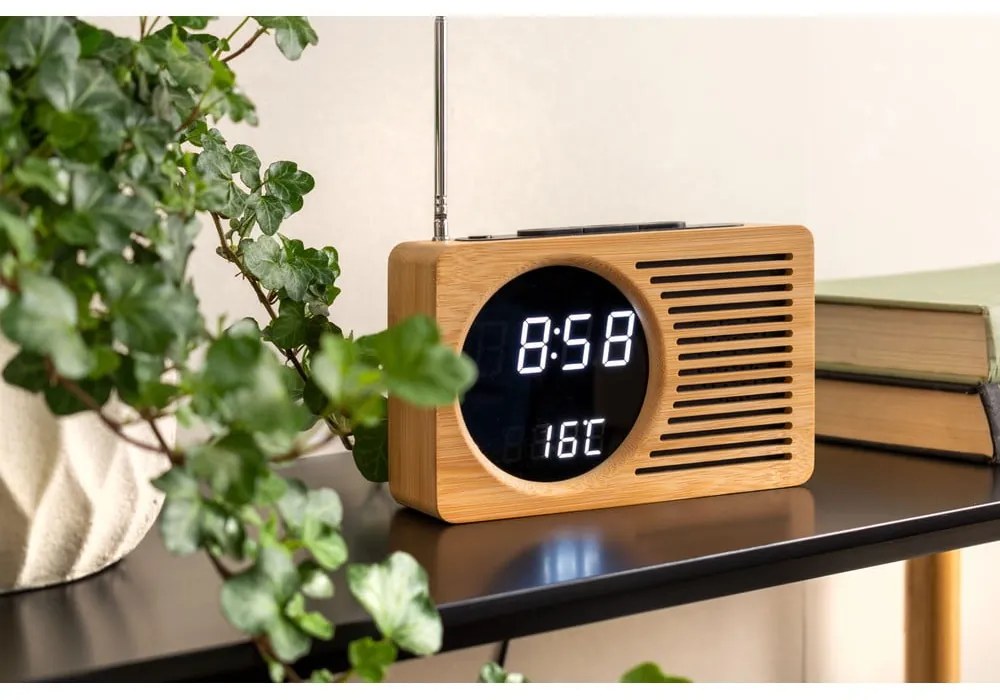 Sveglia in bambù con radio Retro - Karlsson