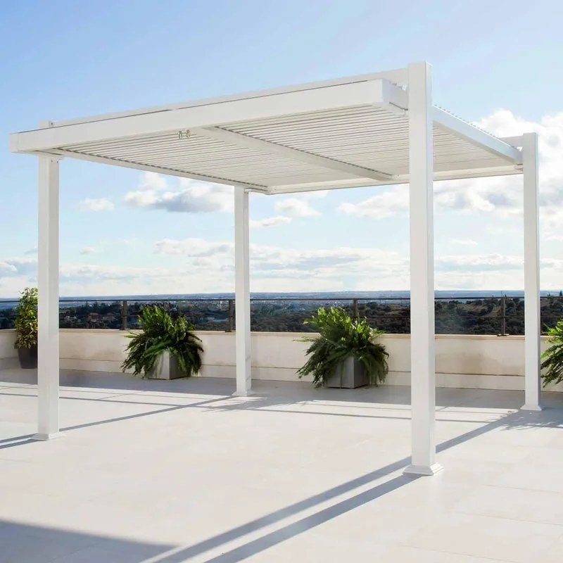 Pergola Persea in alluminio struttura e copertura bianca L 320 x P 360 x H 246 cm