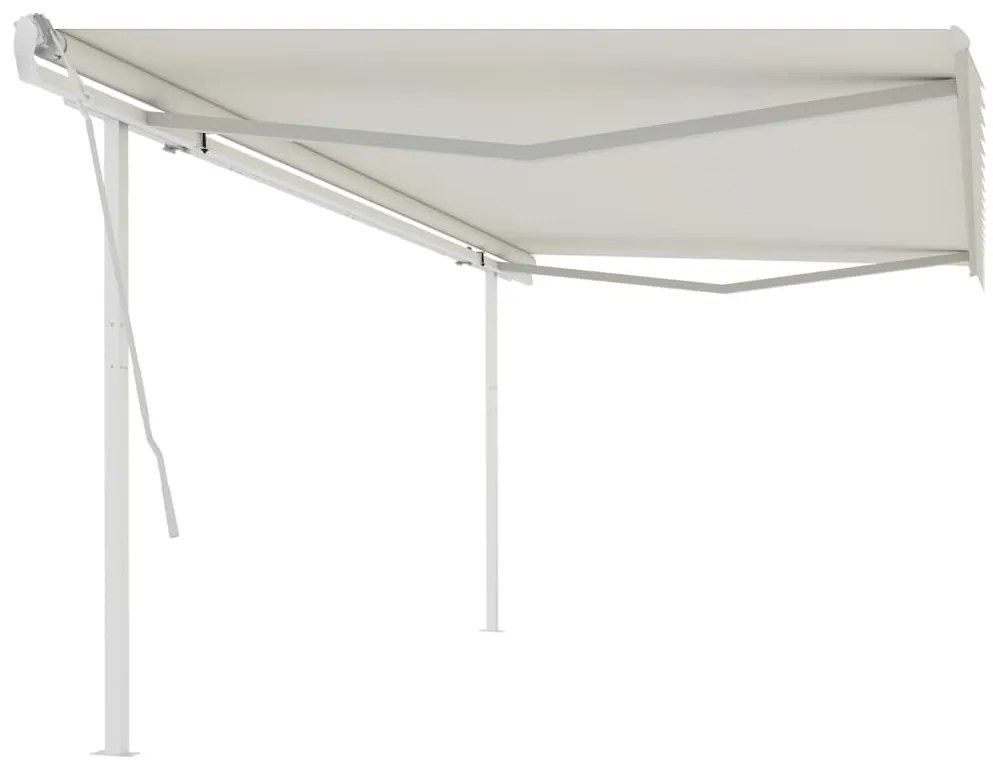 Tenda Da Sole Retrattile Manuale Con Pali 5x3 M Crema /