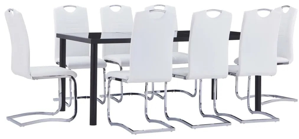 Set Sala Da Pranzo 9 Pz İn Similpelle Bianca /
