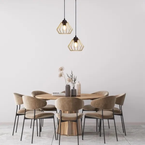 Lampadario a sospensione con filo CEED GOLD 2xE27/60W/230V diametro 28 cm nero/oro