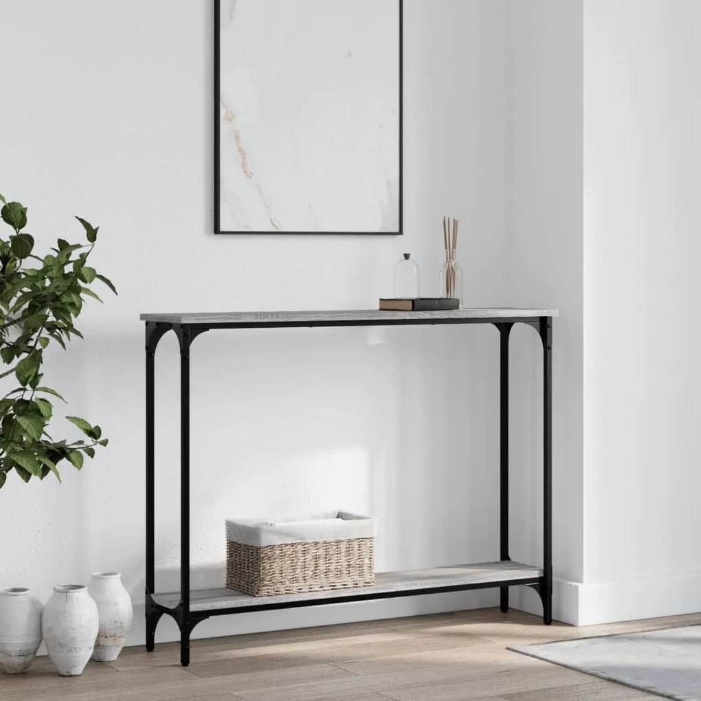 Tavolino Consolle Grigio Sonoma 100x22,5x75cm Legno Multistrato /