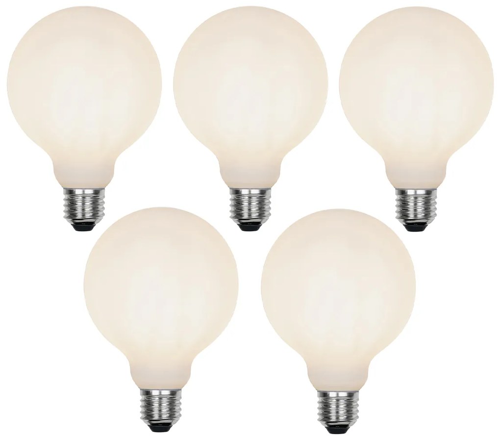 Set di 5 Lampadine LED E27 dimmerabili a 3 fasi G95 opache 5W 550 lm 2700K