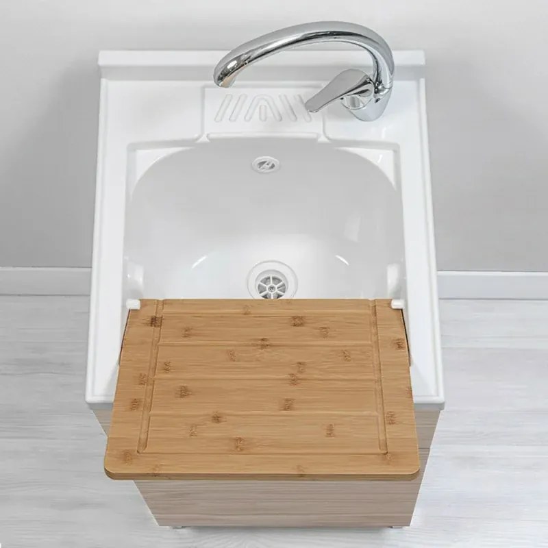 Asse di lavaggio per lavatoio in resina da 45 cm in legno di bamboo