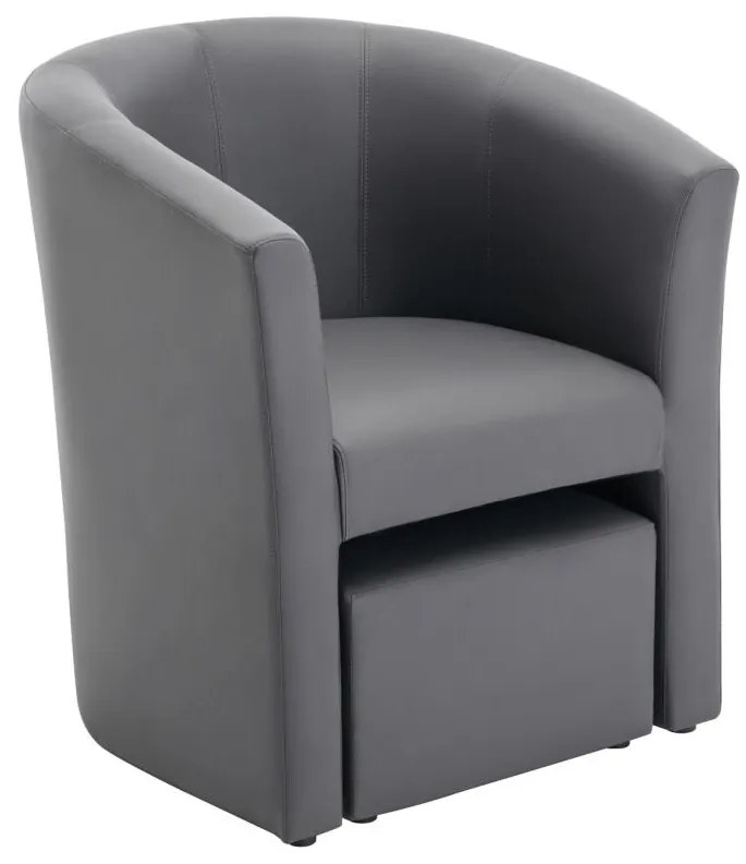 Poltrona cabriolet e pouf in Similpelle Grigio - JOVANA