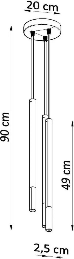 Lampada a Sospensione in Acciaio MOZAICA 3P Nero 3xG9