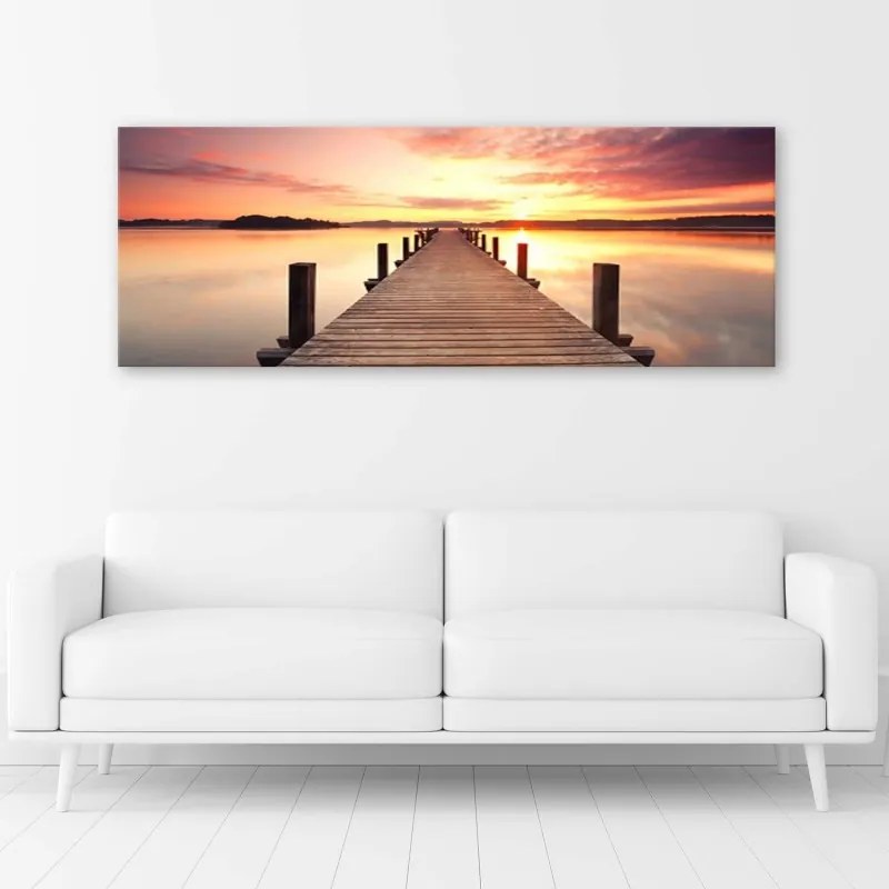 Quadro su tela Tramonto sul ponte  Dimensioni 120x40