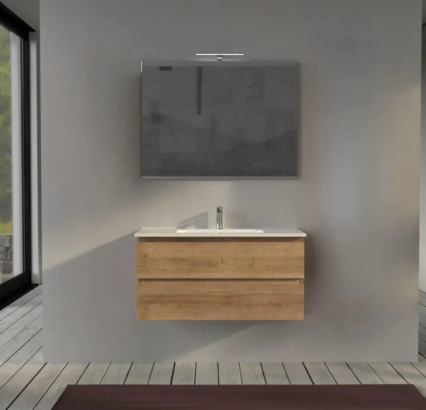 Mobile da bagno 100 cm sospeso Rovere - Sofia