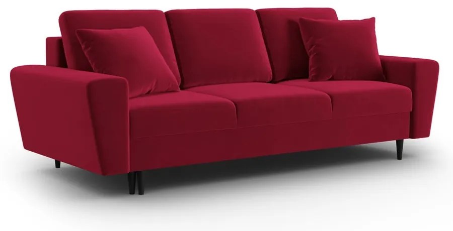 Divano rosso allungabile e con contenitore con rivestimento in velluto 235 cm Kyoto – Cosmopolitan Design