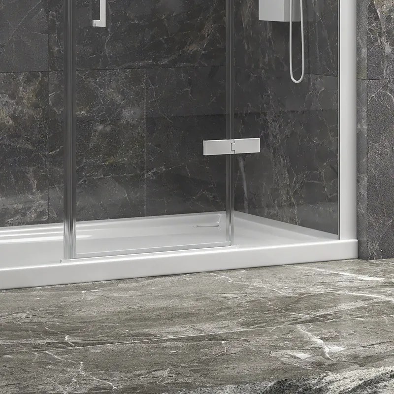 Porta doccia 180cm battente e 2 fissi colore bianco | KT6000B - KAMALU