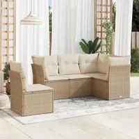 Set Divano da Giardino 5 pz con Cuscini Beige in Polyrattan 3217638