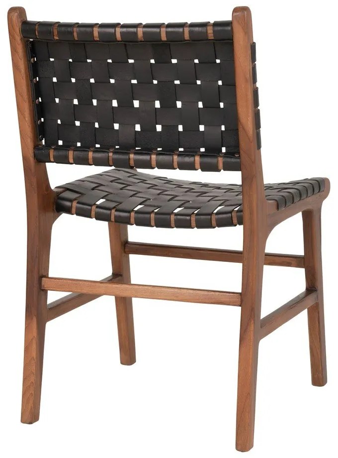 Sedie da pranzo nero-marrone in legno di teak in un set di 2 pezzi Perugia - House Nordic