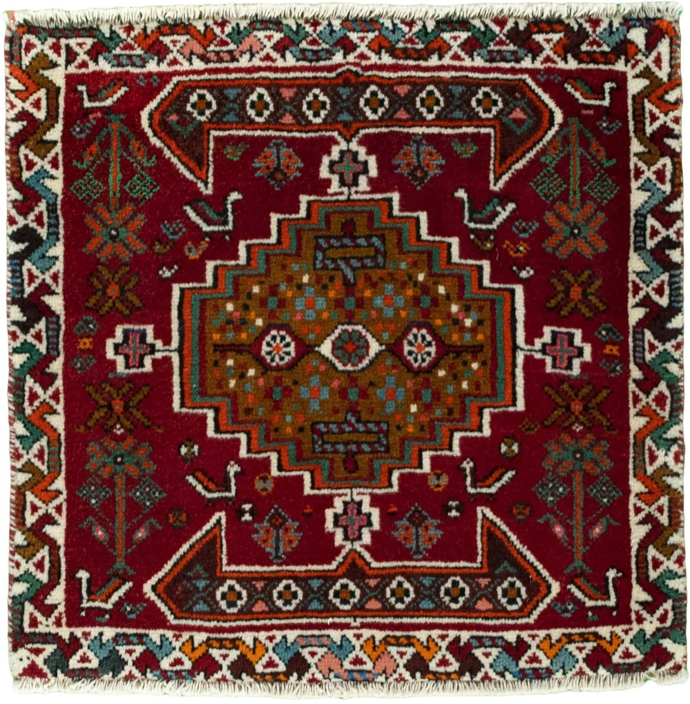 Shiraz Tappeto persiano 50 x 50 Rosso (Iran) Annodato A Mano