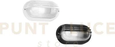 Applique turtle bianca ovale con palpebra in vetro ip54 1 luce atta...