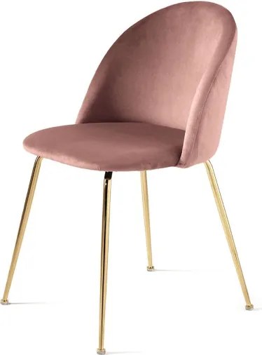 Sedia da pranzo in velluto Cipria e gambe metallo Oro - VENEZIA 2 sedie