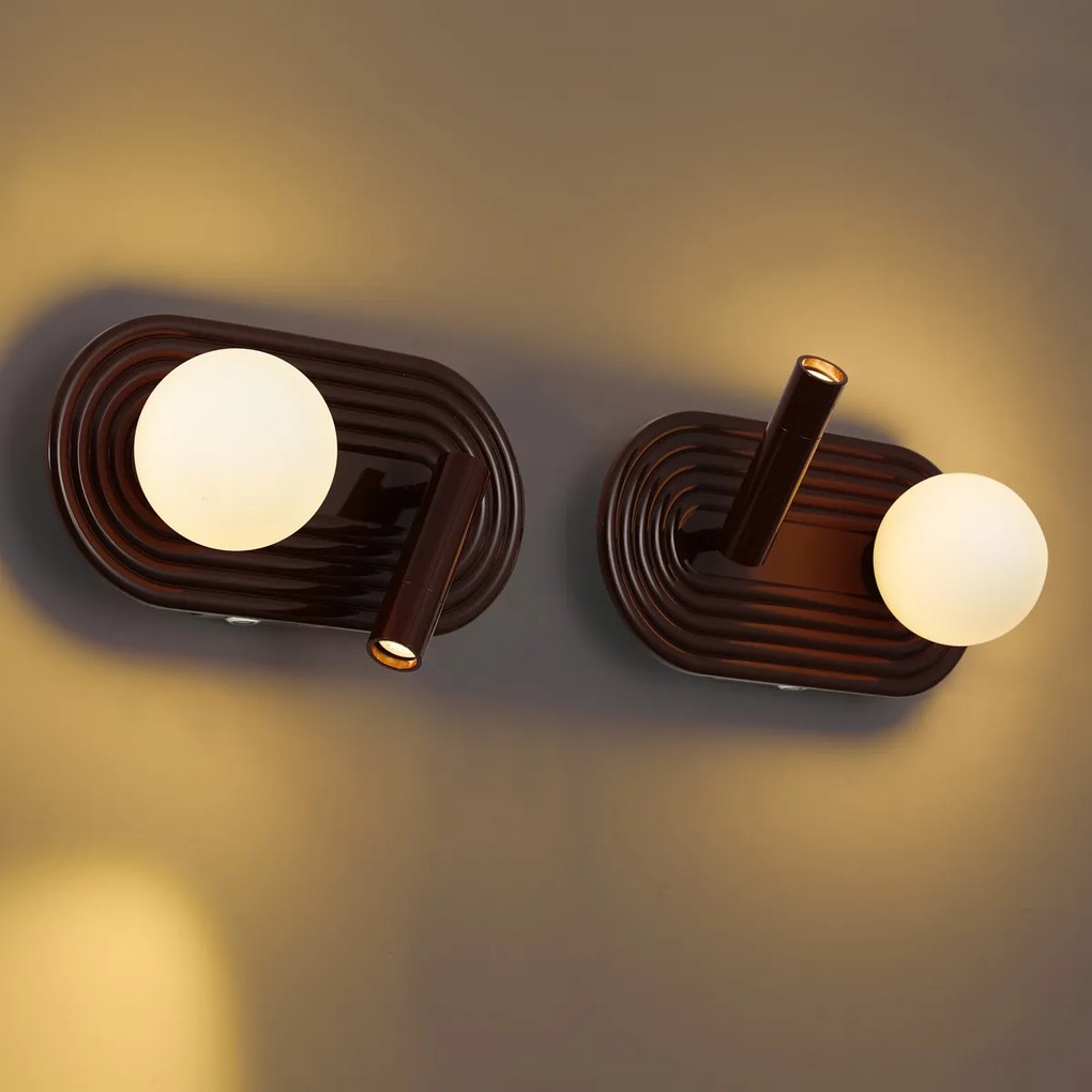 Set di 2 Applique Retrò Marroni Incl. LED Dimmerabile a 3 Fasi e USB-C - Lila