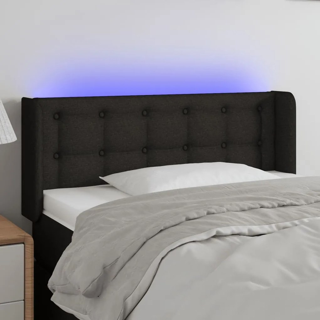 Testiera A Led Nera 93x16x78/88 Cm İn Tessuto /